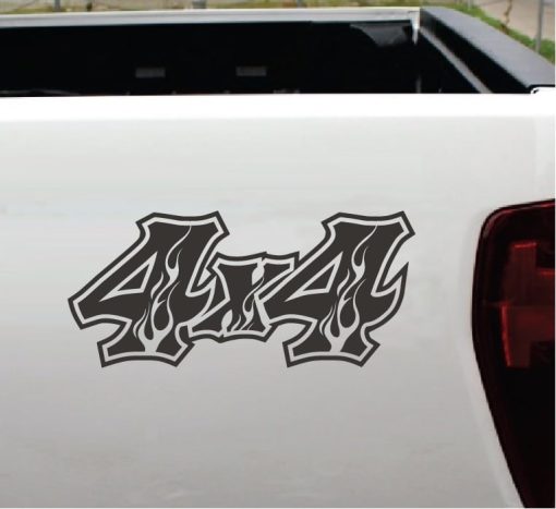 4x4 Decals - 4x4 Stickers Flames Outlined