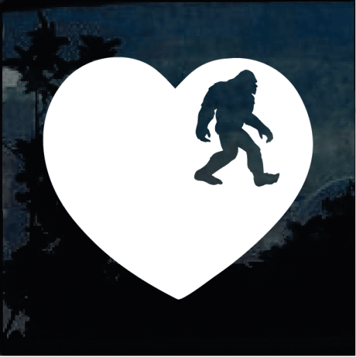 Bigfoot stickers - Love Bigfoot Heart Decal