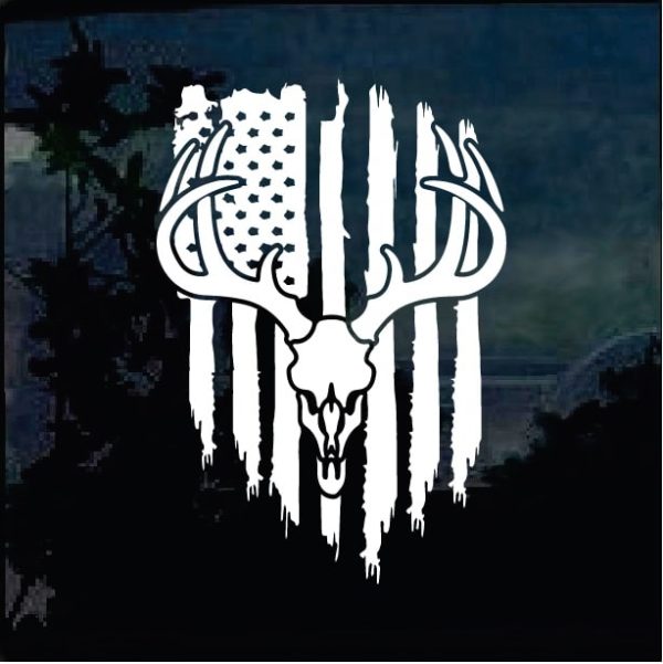 Cool Stickers - Deer Skull Hunting Flag Decal