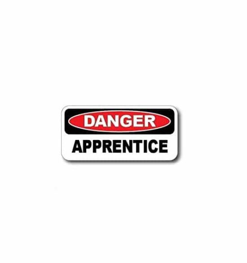 Hard hat stickers - Danger Apprentice