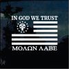 Truck Decals - In God we Trust Molon Labe Flag
