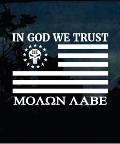 Truck Decals - In God we Trust Molon Labe Flag