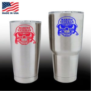 Yeti Decals - Cup Stickers - Marine Veteran Skull