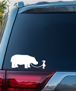 Girl walking Hippo window decal Sticker