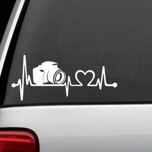 Car Decals - Camera Photographer Heartbeat Love Sticker