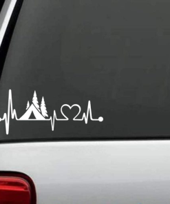 Camping Tent Heartbeat Window Decal Sticker