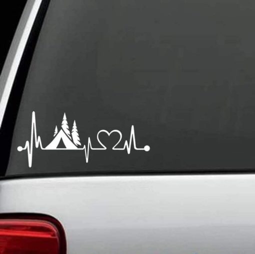 Car Decals - Camping Tent Heartbeat Sticker