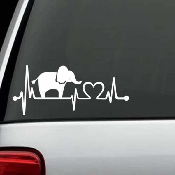 Car Decals - Elephant Heartbeat Love Sticker