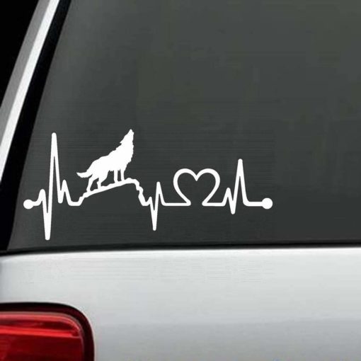 Howling Wolf Heartbeat Love Window Decal Sticker