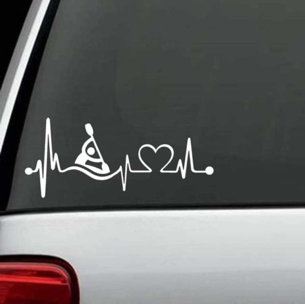 Kayak Heartbeat Love Window Decal Sticker | Custom Made In the USA ...