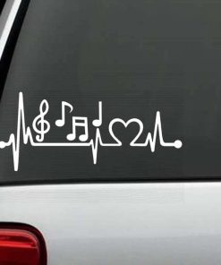 Car Decals - Music Notes Heartbeat love Sticker