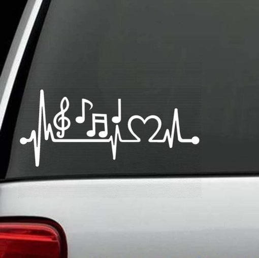 Car Decals - Music Notes Heartbeat love Sticker