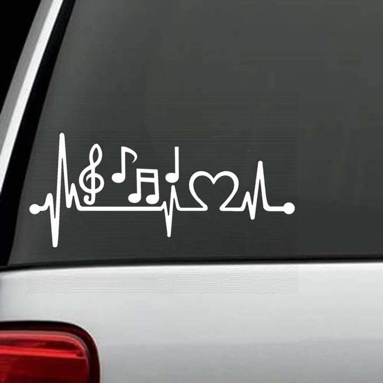 # 1025 Love Music Heart Beat Decal Sticker for Car Window Laptop and More 