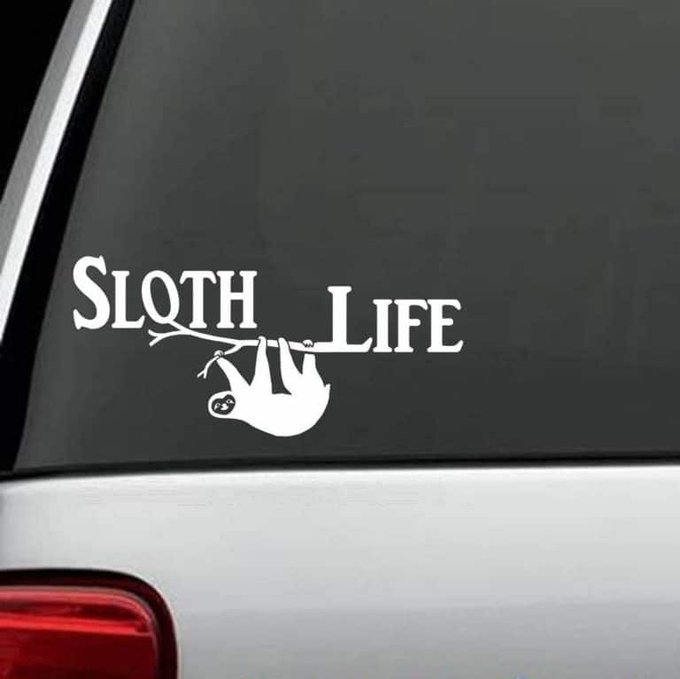 Awesome Funny Cute Slow Car Window Laptop Sticker Vinyl Decal. SLOTH LIFE.