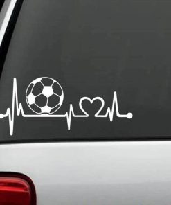 Car Decals - Soccer Ball Heartbeat Love Stickers