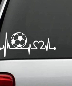 Soccer Ball Heartbeat LoveWindow Decal Sticker
