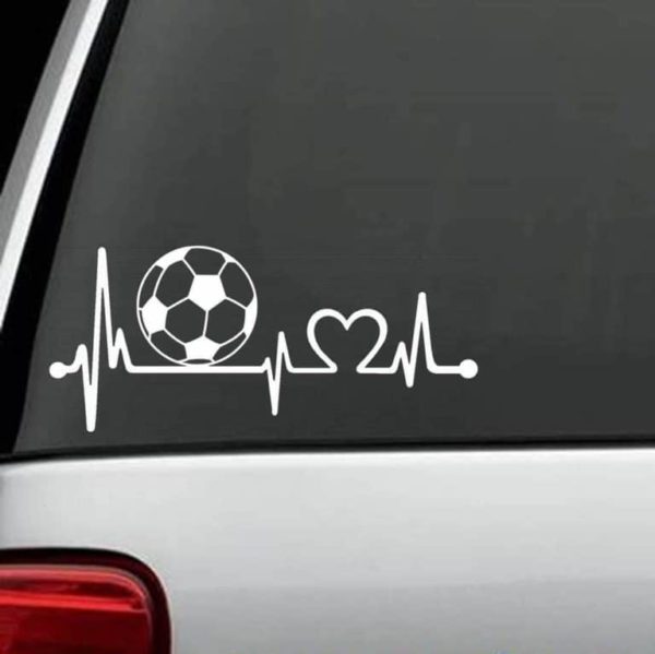 Car Decals - Soccer Ball Heartbeat Love Stickers