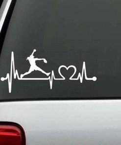Car Decals - Softball Pitcher Heartbeat love Sticker
