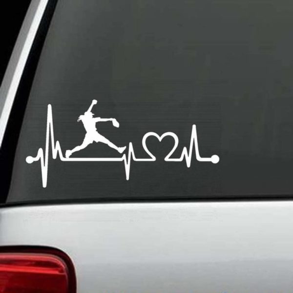 Car Decals - Softball Pitcher Heartbeat love Sticker