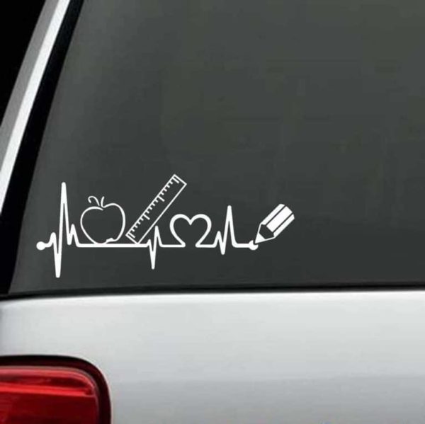 Car Decals - Teacher Heartbeat Love StickerCar Decals - Teacher Heartbeat Love Sticker