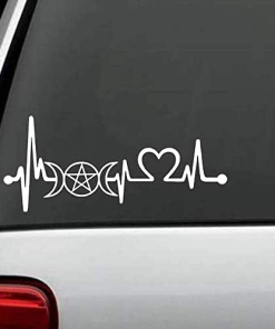 Triple Moon goddess Wiccan Heartbeat Window Decal Sticker
