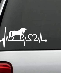 Unicorn Heartbeat Love Window Decal Sticker