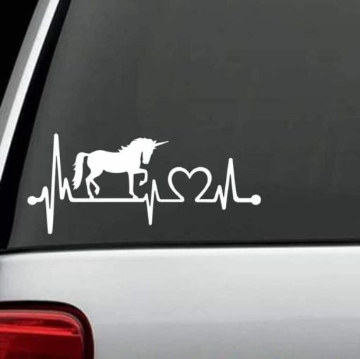 Car Decals - Unicorn Heartbeat Love Sticker