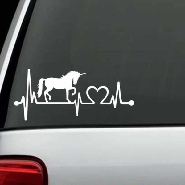Car Decals - Unicorn Heartbeat Love Sticker