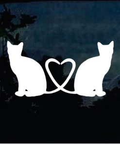 Cat Tails Heart Decal - Cat Stickers