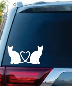 Cat Tails Heart Decal - Cat Stickers