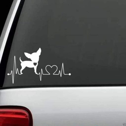 Dog Stickers - Chihuahua Heartbeat Love Decal