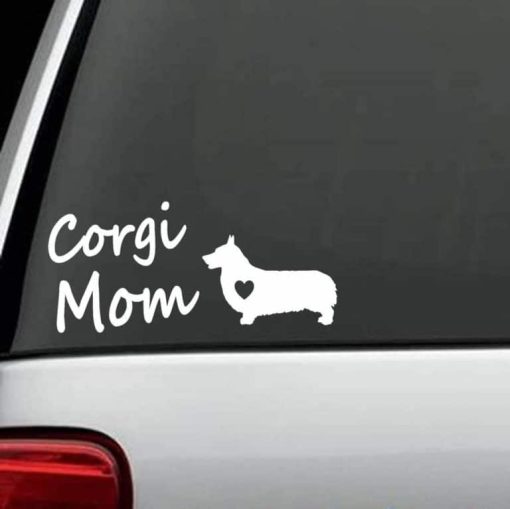 Dog Stickers Corgi mom Heart Decal