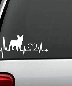 French Bull Heartbeat Love Window Decal Sticker