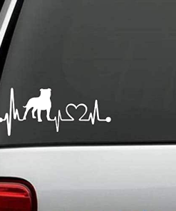 Pitbull Heartbeat Love Window Decal Sticker