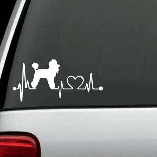 Dog Stickers - Poodle Heartbeat Love Decal