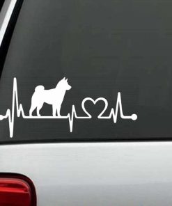 Dog Stickers - Shiba Inu Heartbeat Love Decal