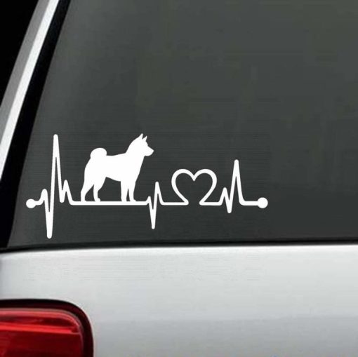 Dog Stickers - Shiba Inu Heartbeat Love Decal