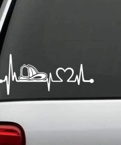 Fireman Firefighter Decal - Heartbeat Love Sticker