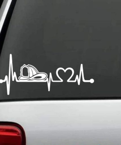 Fireman Firefighter Heartbeat Love Decal Sticker