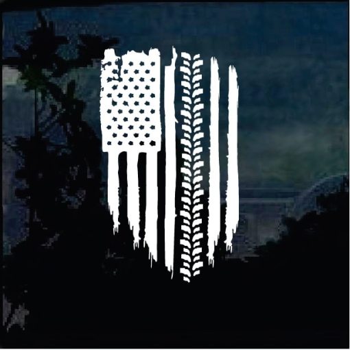 Truck Decals - American Flag Weathered flag tire tread Sticker