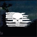 American Flag Weathered Punisher Skull Truck Decal Sticker