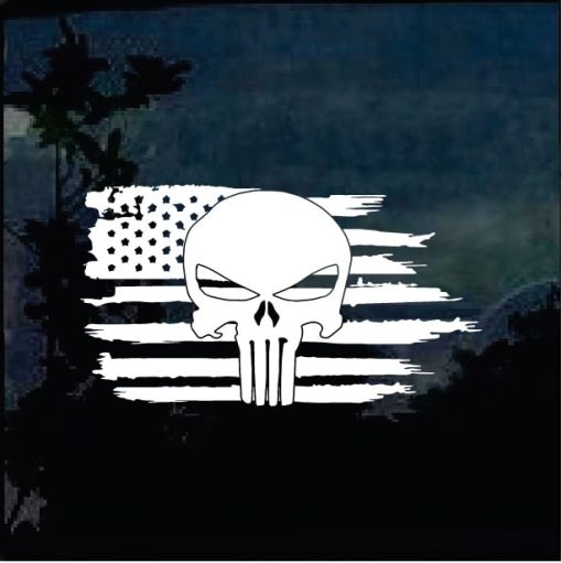 Truck Decals - American Flag Weathered Punisher Sticker