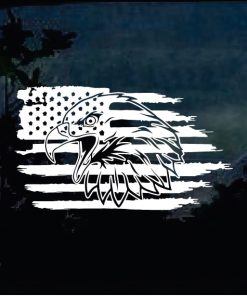 Truck Decals - Bald Eagle Weathered American Flag Sticker