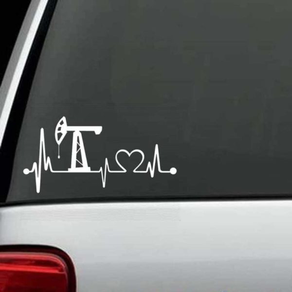 Truck Decals - Oilfield Rig Heartbeat Love Sticker