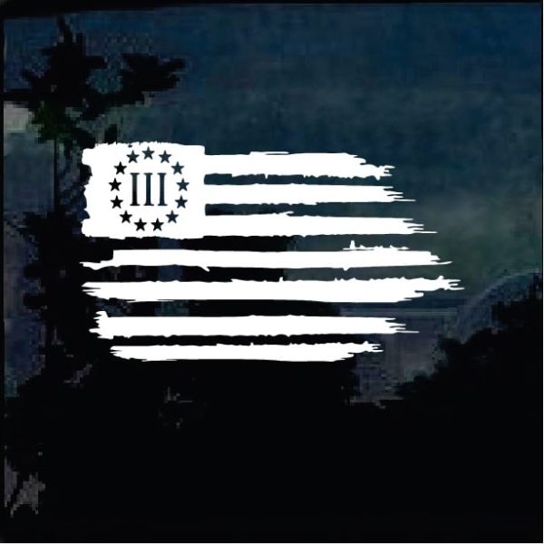 Truck Decals - weathered flag 3 percenter
