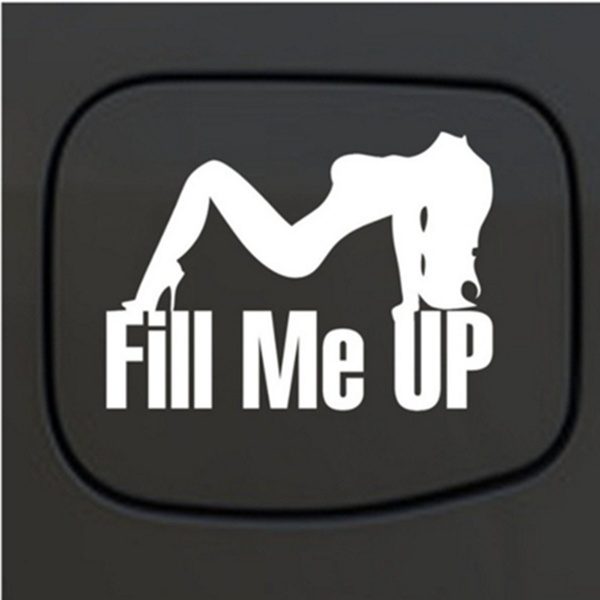 Truck Stickers - Fill Me Up Sexy Mudflap Girl Fuel Door Decal