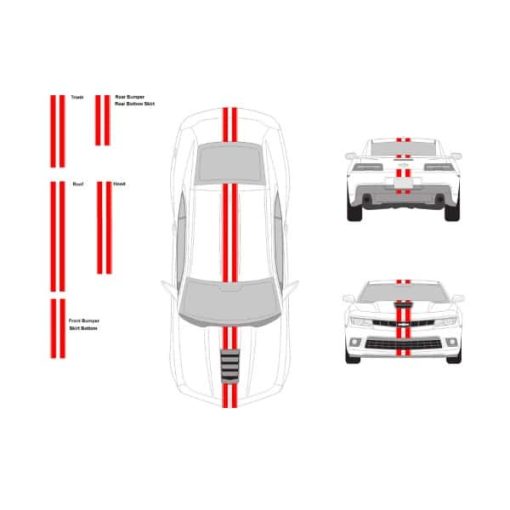 Chevy Camaro racing stripes set 3 inch with 1_4 pin stripes