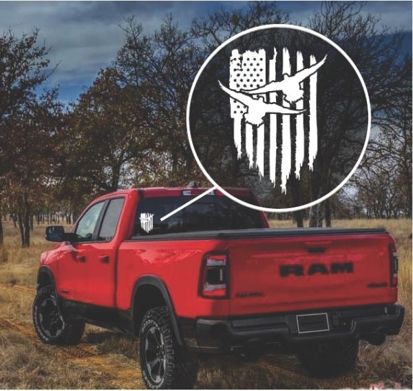 Duck Hunter Weathered Flag Decal Sicker