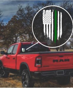 Green Line Military Weathered Flag Decal Sticker