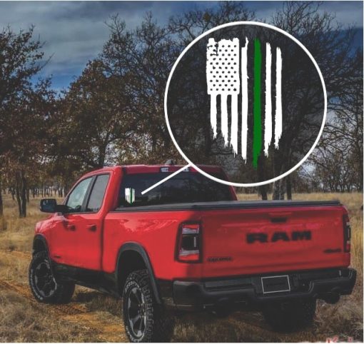 Green Line Military Weathered Flag Decal Sticker
